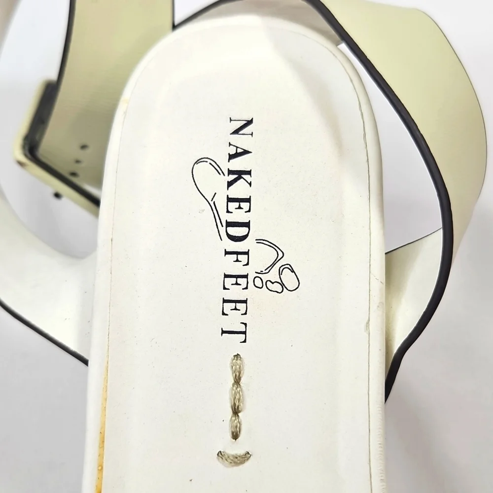Naked Feet Cream and Brown Platform Sandals Sz 9.5